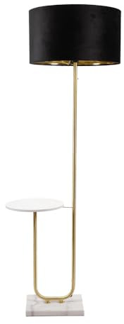 ValueLights | Tavel Brushed Gold Metal Floor Lamp with Table with Black Velvet & Gold Inner Shade & Warm White Bulb | Table Lamps, Home Décor & Improvement Essential