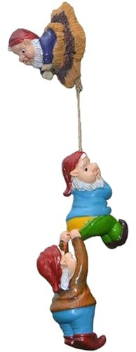 1 Set Kletterzwerg-Skulptur, Miniatur-Kletterseil, hängender Zwergbaum, bunte lustige Zwerge aus Harz, für Baum, Garten, Hof, Veranda, Wanddekoration im Freien, Stil 1, lustige Zwerge, Mini-Zwerge, Zw