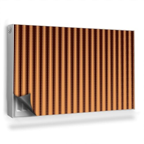 Copertura per Termosifone 100x60 cm per Radiatore Senza Viti o Colla Tappetino Magnetico Montaggio Facile Decorazione per Interni - Motivo Che imita Le lamelle, Verticale, Colori Caldi