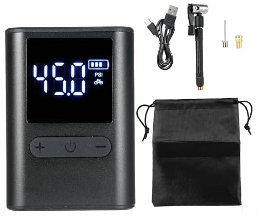 Uadme Electric Mini Bike Pump, 100 PSI Portable Air Compressor with Digital Gauge, Type-C Rechargeable Bicycle Inflator with Presta Valve, Auto-Shutoff for Mountain/City/Road Bike