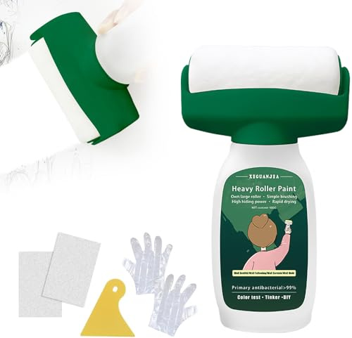 KQWVZ Wandfarbe Ausbessern Weiß 500g, 2 in 1 Weiße Farbe Wand Ausbessern,Wandfarbe Weiß Roller Mit Wandreparaturpaste, Abstreifer, 2 Sandpapers, Einweghandschuhe Ausbesserungsfarbe Weiss