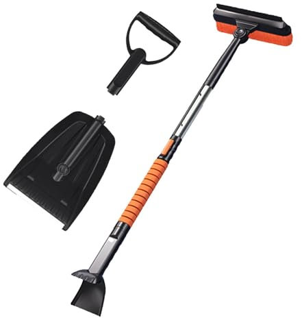 Pelle à neige, grattoir à glace | Kit chasse-neige | Pelle automatique extensible portable avec manche en aluminium épais, balai à neige pliable de grande capacité pour entrée de voiture, garage