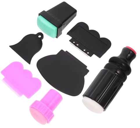 PENIKOKO Nail Stamper Kit 7pcs Nail Art Stamping Tools with Scraper and Templates for Diy Manicure Designs