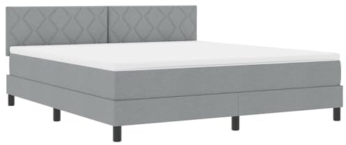 vidaXL Boxspringbett Mit Matratze Hellgrau 180X200 cm Stoff Langlebig Modern Elegante Bettwäsche Schoner Pad Polster Schlafzimmermöbel Rahmen
