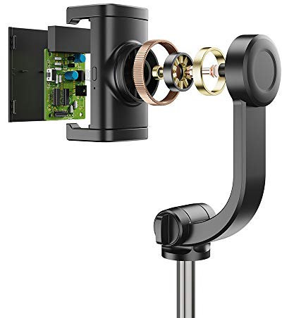 Qukaim APL-D6 4-Section Handheld Gimbal Stabilizer, 360° Flexible Rotation, Remote Control, Selfie Stick & Tabletop Tripod for Smartphone Vlogging, Selfies, Group Photos