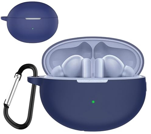TOORQR Kompatibel mit Huawei FreeBuds 5i/FreeBuds 6i Hülle Kopfhörer Case Kopfhörer Case,Schützende Flüssig Silikon Hülle für FreeBuds 5i Silikon Cover,Front-LED Sichtbar(Mitternachtsblau)