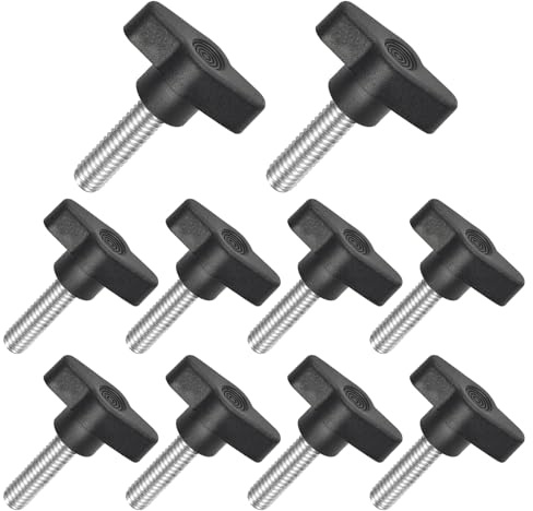 JJWNMLL 10PCS Tee Wing Knobs Thumb Screws,M8*30mm Clamping Screw Knob Black | T Shaped thumb Bolts Thread Replacement Star Hand Knob Tightening Screw For Machines And Furniture