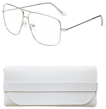 Gafas Falsas Retro Estilo Piloto para Hombre y Mujer con Protección UV400, Lentes Transparente, Antideslumbrantes Para Uso Prolongado and Estuches de gafas personalizadas de alta gama