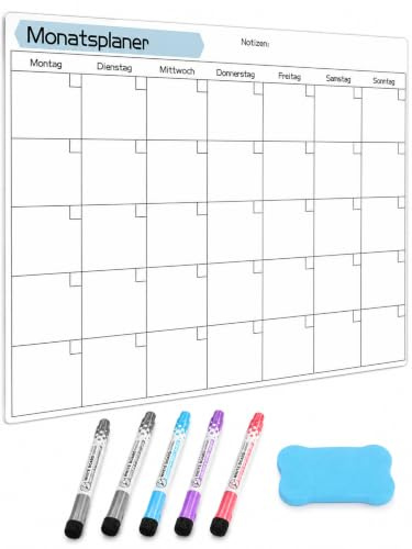SONNELD Monatsplaner Abwischbar, Wochenplaner Magnetisch für Kühlschrank, Familienplaner mit Stiften, Whiteboard