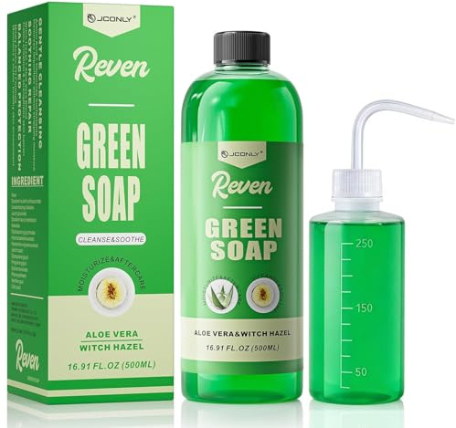 Jconly Savon Tatouage Green Soap, 500ml de Savon Concentré avec Flacon Doseur 250 ml, Mélange 1:8 pour Nettoyage Efficace, Idéal pour Soin Avant et Après Tatouage