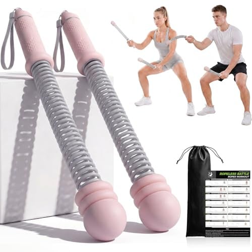 Slim Panda Corde da battaglia senza corda, peso regolabile 0,7-1,4 kg, 3 livelli, portatile, senza fili, per allenamento a casa, silenziosa attrezzatura da palestra per allenamento della forza HIIT