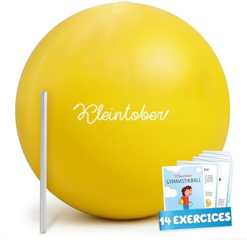 Kleintober Pilates Ball 24 cm I Gymnastikball Klein für Kinder & Jugendliche I Yoga Ball für Senioren I Doppelte Wandstärke I Antirutsch I Anleitung I Yoga Zubehör I Pilates Zubehör