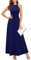 STYLEWORD Sommmerkleid Damen Lang Elegant Kleid Ärmellos Maxikleid Sommer für Hochzeit(Marine,M)