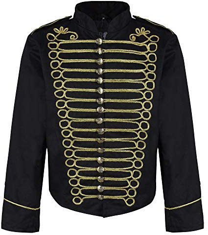 Ro Rox Steampunk Napoleon Military Drummer Parade Jacket - Black & Gold (Men's XXXL)