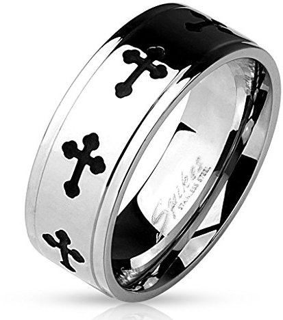 BlackAmazement Drehring Edelstahl Ring Celtic Cross Kelten Kreuz drehbar Damen Herren (71 (22.6))