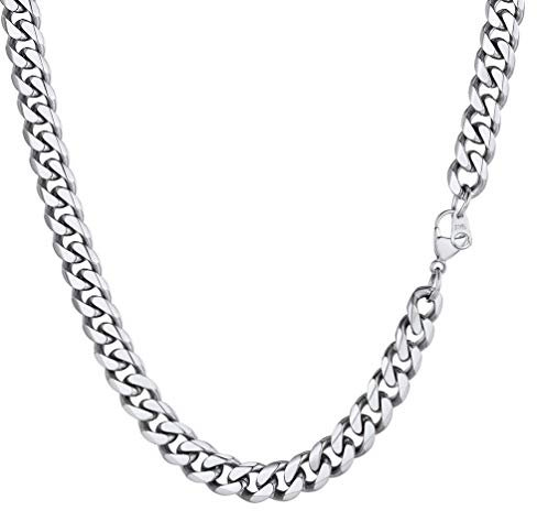 PROSTEEL Herren Hip-Hop Kette 9mm breit Panzerkette Halskette 55cm/22 in. Edelstahl kubanische Gliederkette Link Chain Necklace trendig Schmuck Accessoire für Männer Frauen