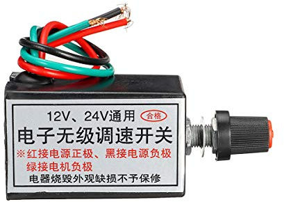 TuToy 12V/24V Stepless Variable Speed Regulator Switch Electric Fan Bulb Electronic Stepless Dimmer Switch