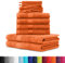 BaSaTex 10er Pack Handtuch Set - Frottee Handtücher mit Aufhängeschlaufe - 4X Handtuch, 2X Duschtuch, 2X Gästetuch, 2X Waschhandschuh - Öko-Tex Made in Green Zertifiziert - Terra Orange