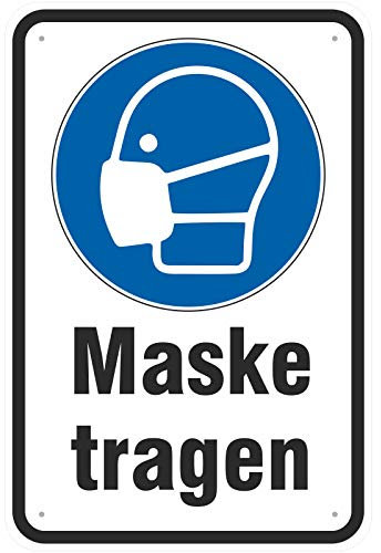 Aufkleber 20 x 30 cm Maske Mund- und Nasenschutz tragen