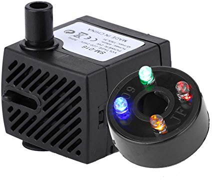 Pssopp Bomba de agua sumergible de 2 W con 4 luces LED para fuentes, piscinas, estanques de jardín, acuarios (220 V - 240 V)