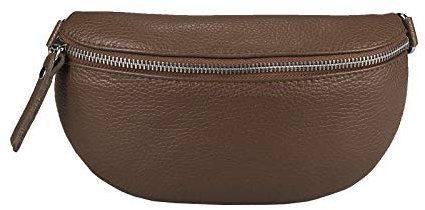Made in Italy OBC Damen Leder Tasche Gürteltasche Crossbody Hüfttasche Bauchtasche Hüfttasche Umhängetasche Cross-Over Bodybag Schultertasche Handytasche Geldtasche (Dunkelbraun)