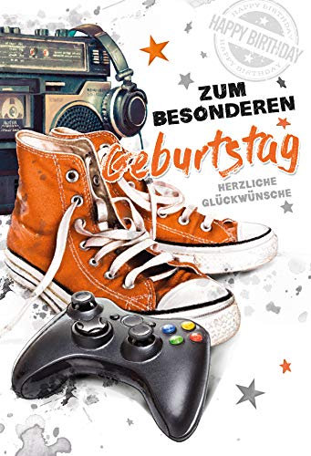 AV - KE - Exklusive Geburtstagskarte mit Sneaker-Motiv, DIN B6 Format, Klappkarte inklusive Umschlag, Ideal für Sneaker-Liebhaber und Geburtstagsüberraschungen - 176 x 125 mm