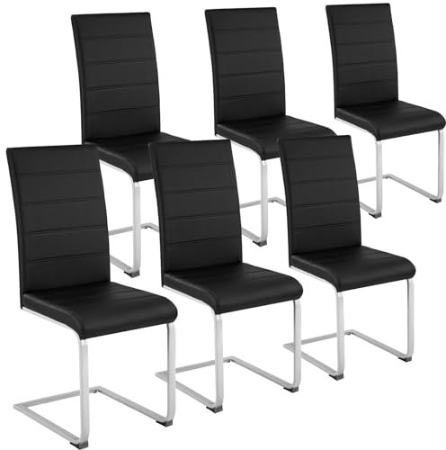 TecTake® Lot de 6 Chaises de Salle à Manger Moderne Chaise Ergonomique Rembourrée Confortable Chaise Design en Cuir synthétique Meuble Salon avec Pieds en Acier pour Salon, Coiffeuse, Chambre