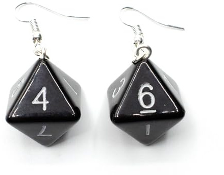 Miniblings 8 seitige Würfel Ohrringe schwarz 80er | Ohrschmuck aus eigener Fertigung in Berlin, mit Oktaeder und Spielwürfel