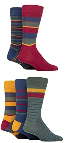 SockShop Hommes Chaussettes en bambou naturel coloré et coloré à motifs divers modèles pour un usage quotidien Taille 40-45 Multipack de 5 - Cedar 40-45