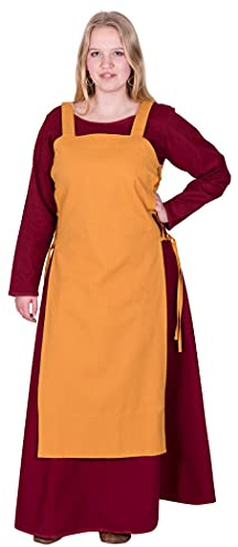 Battle-Merchant Mittelalter Schürzenkleid Tinna, Damen | Überkleid, Trägerkleid, mit Schnürung, ärmellos, lang, Baumwolle, Wikinger Gewandung, Reenactment, LARP & Fantasy Cosplay