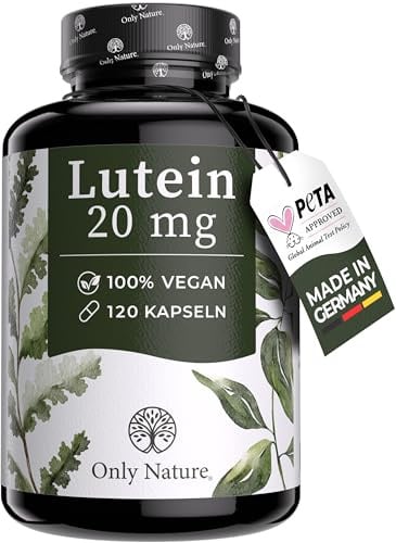 Only Nature® Lutein 20mg (mit 4 mg Zeaxanthin) - 120 Kapseln - Extra hochdosiert - in Deutschland produziert & laborgeprüfte Augenkapseln - 100% Vegan - Lutein hochdosiert