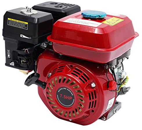 Moteur à Essence 4 Temps 7,5 CV, Moteur à Essence 5,1 KW - Monocylindre refroidi par air - Moteur de Rechange pour motoculteur de Jardin, Démarrage à Tirette - Tige de 20 mm