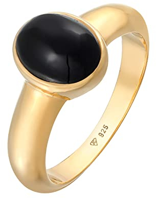 Kuzzoi Siegelring Herrenring mit Onyx Stein Schwarz, 925 Sterling Silber vergoldet, Silberring mit Edelstein poliert, goldener Ring für Männer, Ringgröße 64, 0611530221_64