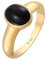 Kuzzoi Siegelring Herrenring mit Onyx Stein Schwarz, 925 Sterling Silber vergoldet, Silberring mit Edelstein poliert, goldener Ring für Männer, Ringgröße 64, 0611530221_64
