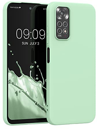 kwmobile Hülle für Xiaomi Redmi Note 11 / Note 11S TPU Case - Handyhülle unterstützt kabelloses Laden, Flexible Schutzhülle, gummiertes Cover in Mintgrün matt
