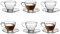 Royal Cuisine Set of 6 Heat Resistant Handled Black/Green Tea Cups Cappuccino/Coffee Latte Milk iced Coffee Glass Cups Great Gift (6PCS Cups and Saucers Set)