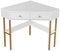 COSTWAY Table Bureau d'angle avec 2 Tiroirs Table Imformatique pour Ordinateur avec Etagère de Rangement Noir/Doré/Blanc (Blanc), pour Travail, Moderne