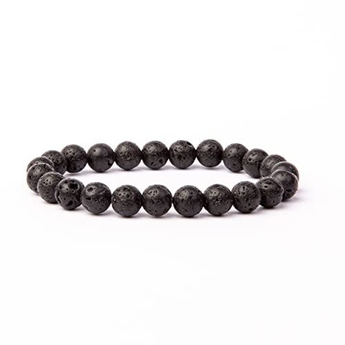 V Vascavi Armband Edelstein, Naturstein als Chakrastein, Heilstein, Ø 6 mm Perlen, MADE IN GERMANY Perlenarmband ca. 20 cm lang, elastisch, Lava Stein