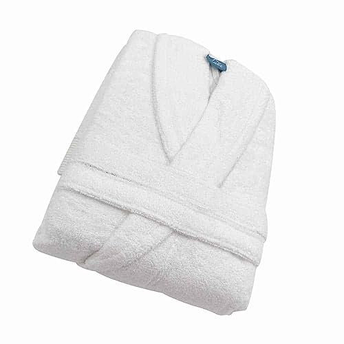 Alpes Blanc - Peignoir de bain à col châle 70% coton et 30% bambou 450 g/m² - Doux et ultra-absorbant – hypoallergénique – Coupe mixte