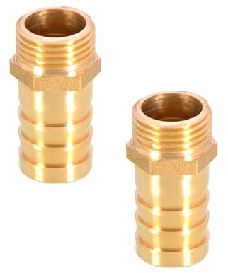 TopHomer Lot de 2 Raccords de Tuyau BSP en Laiton 19 mm Cannelés x G1/2 Mâle, Fileté BSP Coupleur en Cuivre