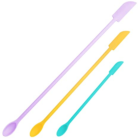 Jagowa 3Pcs Jam Spatula Makeup Spatulas Set Mini Silicone Double Tip Scraper Set for Cosmetics, Food Bottles (Multicolor)