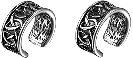 Aroncent 1 Paar Non-Piercing Ohrclips Ohrringe Set Edelstahl Guss Ohrklemme Ohr Klammern Ear Cuff Fake Piercing Ohne Loch für Damen Herren, keltischer Knoten