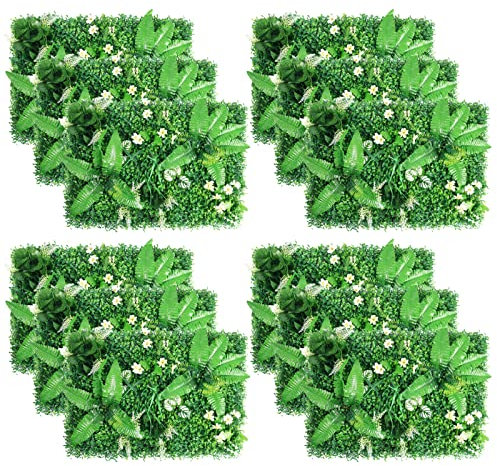 12Pcs Trellis Fence Panels 24×16 inch Boxwood Fake Grass Graden Trellis Panels Ivy Fence Screening Wall Grid Garden Screening Backdrop Wall Decorations,Pattern#3