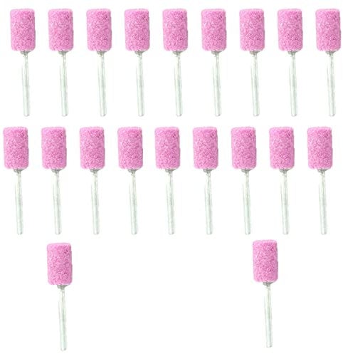 20 Pieces Abrasive Stone Set, 6mm Cylinder Grinding Head Rotary Tool Bit Kit with 3mm Shank for Wood, Metal and Plastic