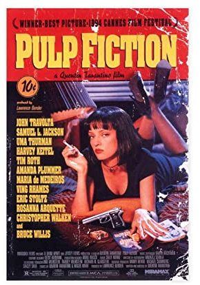 FUKITT Pulp Fiction Film-Poster, Leinwand, Poster, Schlafzimmer, Dekoration, Sport, Landschaft, Büro, Raumdekoration, Geschenk, Rahmen-Stil, 30 x 45 cm