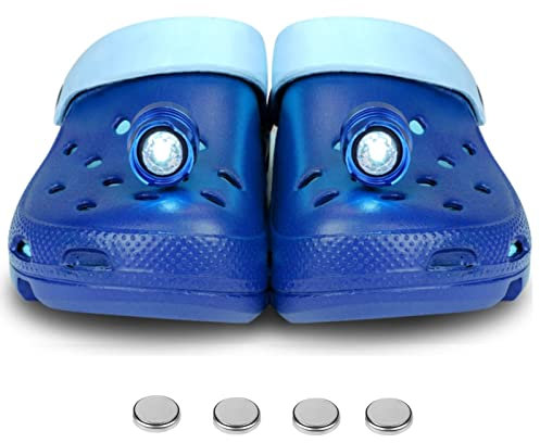 flintronic Scheinwerfer für, 2 Stück Headlights for Clogs, Zubehör mit 3 Lichtmodi, Lichter für -Schuhdekoration, Wasserdicht -Scheinwerfer für Walking, Wandern, Camping-Blau
