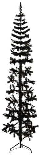 vidaXL Slim Artificial Half Christmas Tree with Stand Black 210 cm