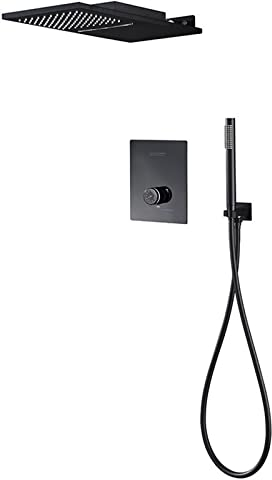 XJTNLB Mischbatterie Dusche Unterputz Duschsystem Wasserfall, Duscharmatur mit Thermostat Regendusche Duschset