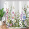 Hnmdmyi Duschvorhang Blumen 180x200, Bunte Blumen Grünes Blätter Duschvorhänge Aquarell Wildblume Pflanze Botanisch Badewanne Vorhang Wasserdicht Polyester Stoff Waschbar Badevorhang mit Haken