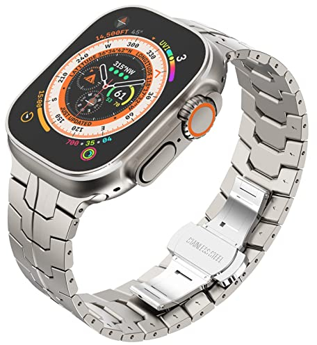 Dabeto Armband Kompatibel mit Apple Watch Apple Watch Band 42mm 44mm 45mm 49mm Apple Watch Ultra Armbander Titanium Metall Ersatz Band Kompatibel mit Series 1 2 3 4 5 6 7 8